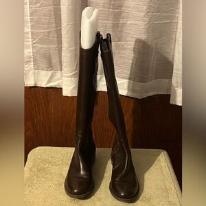 INC International Concepts Size 7M chocolate Brown Leather Fawne knee high boots
